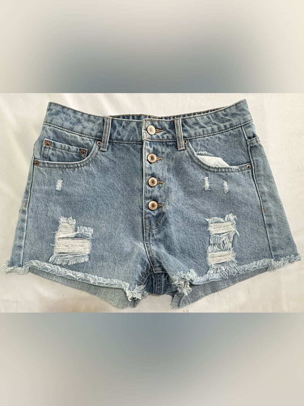 Forever 21 Light Blue Ripped Boyfriend Denim Shorts Size 26